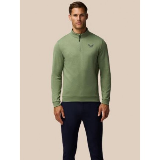 CASTORE Club Classic 1/4 Zip AOP Debossed LS Top 100 Thyme