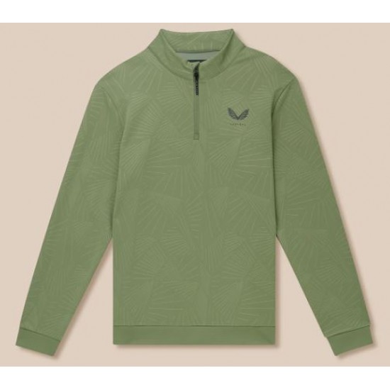 CASTORE Club Classic 1/4 Zip AOP Debossed LS Top 100 Thyme