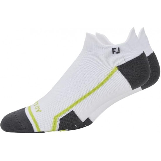 FootJoy - Calcetines TechD.R.Y. para hombre con lengüeta enrollable, blanco/gris