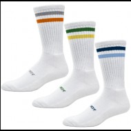 FootJoy - ComfortSof Crew Calcetines blancos con rayas surtidas, paquete de 3 - blanco