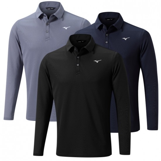 Mizuno - Polo Manche Longue Gris Homme