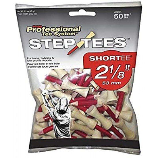 Pride Golf Tee - Step Tees Shortee 2 1/8 53mm 50 unidades Madera y Rojo