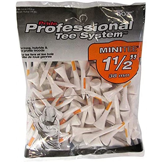 Pride Golf Tee - Tees MiniTee 1 1/2 38mm 90 unités Blanc et Orange