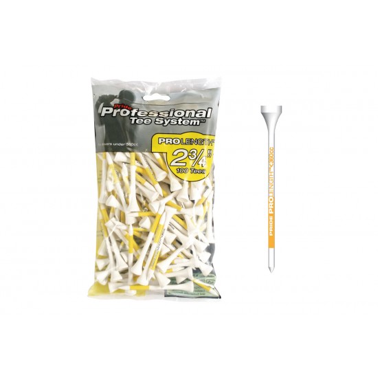 Pride Golf Tee - Tees ProLength 2 3/4 69mm 100 unités Blanc et Jaune