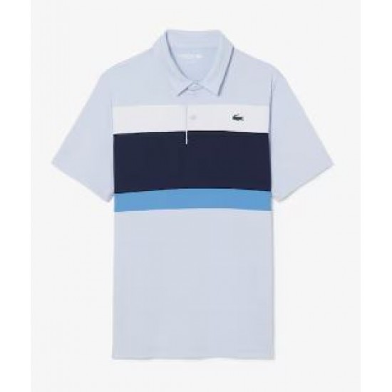 LACOSTE - Polo Golf Ultra Dry stretch color-block    Bleu Clair / Bleu Marine / Blanc • IV4