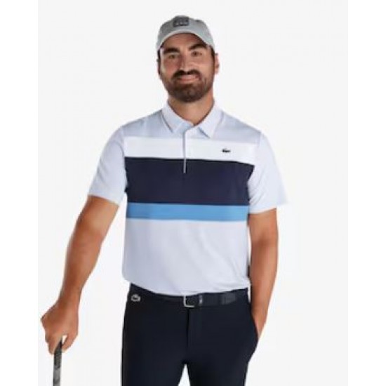 LACOSTE - Polo Golf Ultra Dry stretch color-block    Bleu Clair / Bleu Marine / Blanc • IV4
