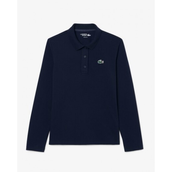 LACOSTE - Camisa de manga larga con cuello acanalado para mujer
