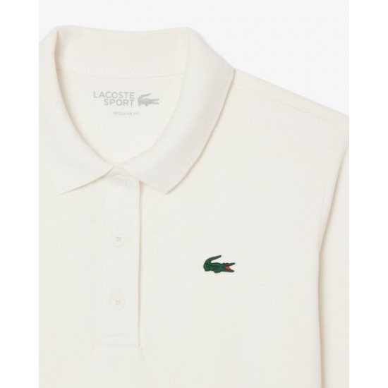 LACOSTE - Camisa de manga larga con cuello acanalado para mujer