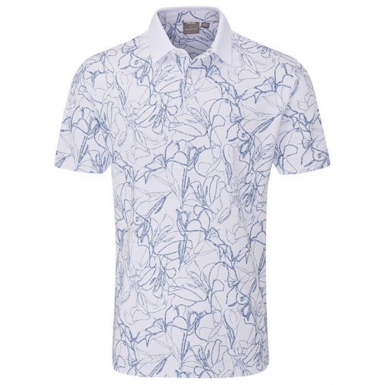 PING - Orlando Men's Printed Polo - White/Stellar