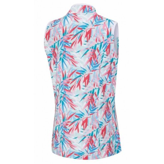 PING - Penola Ladies Printed Sleeveless Polo Shirt