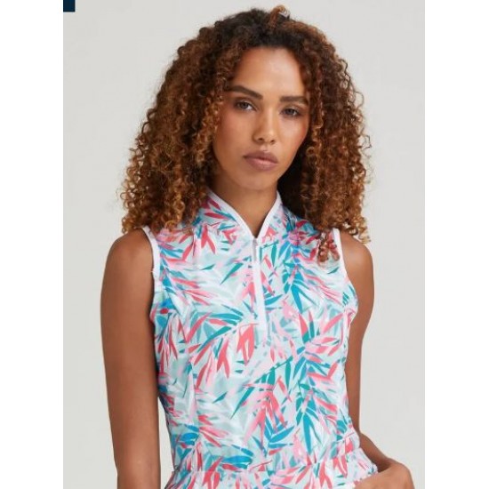 PING - Penola Ladies Printed Sleeveless Polo Shirt