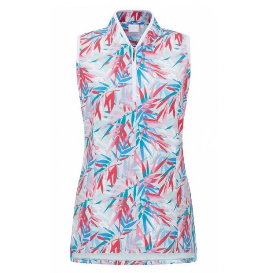 PING - Penola Ladies Printed Sleeveless Polo Shirt