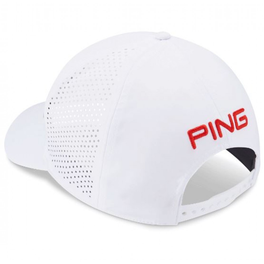 ⛳PING - TOUR VENTED DELTA GOLF HAT – WHITE / TANGO | YoGolf Andorra